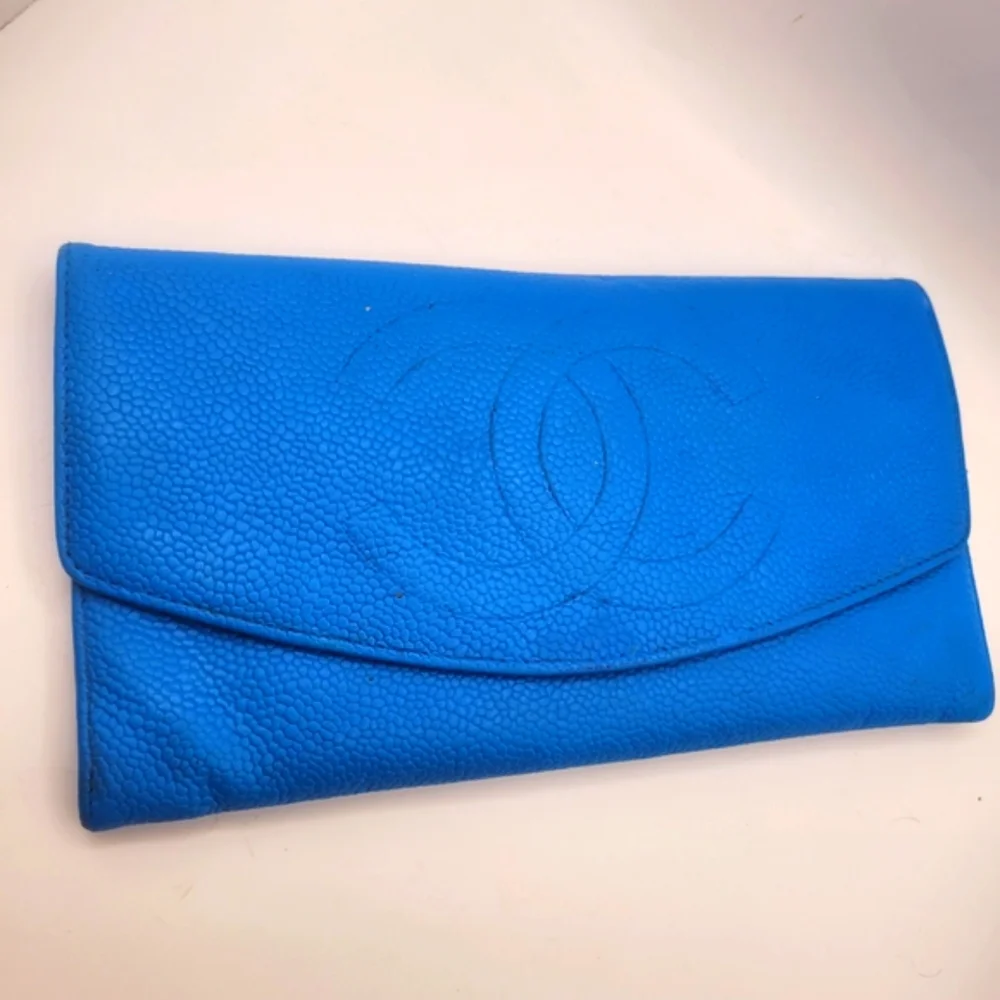 CHANEL Vibrant Blue Leather Clutch